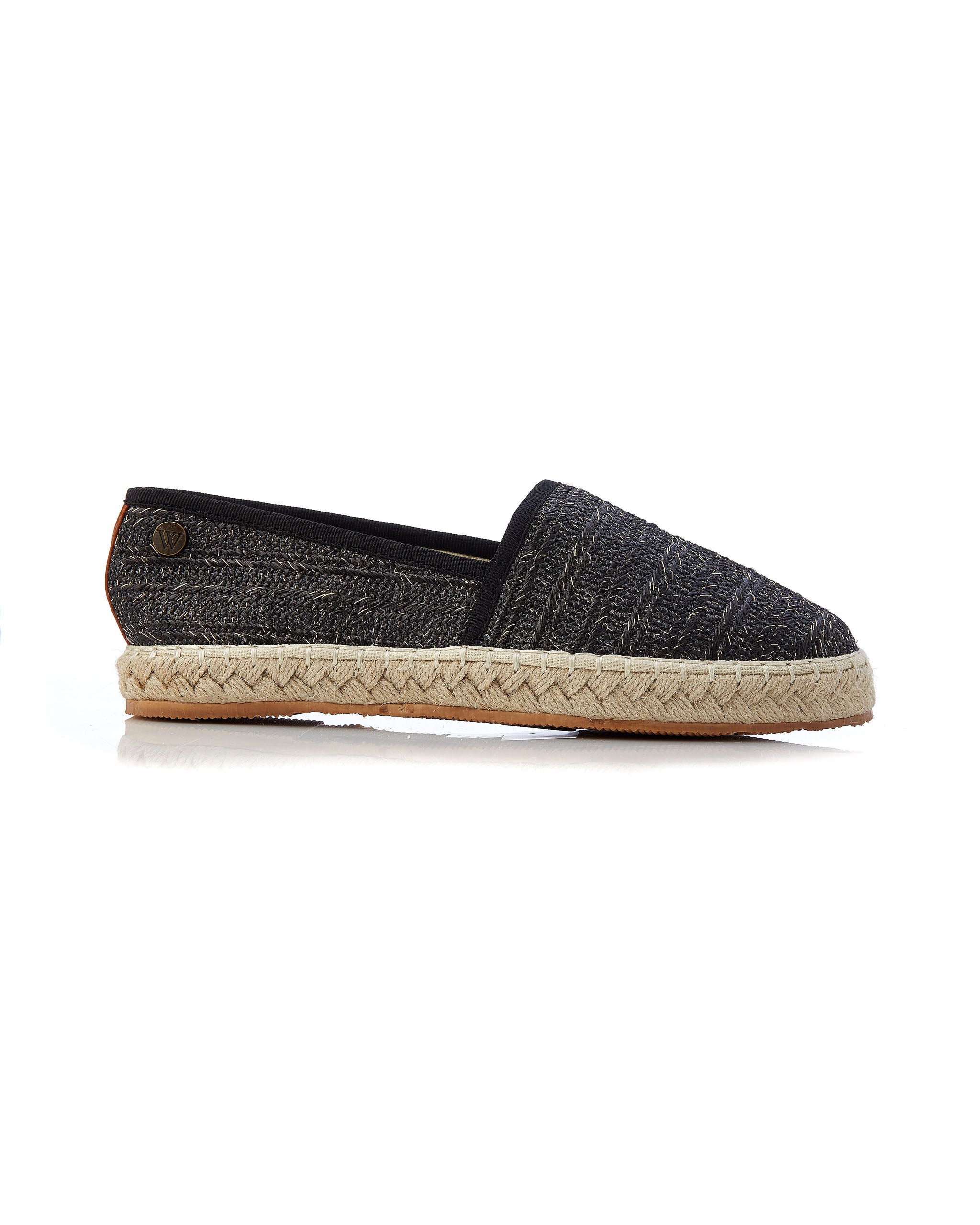 Georgie Raffia Espadrille Metallic Black side view