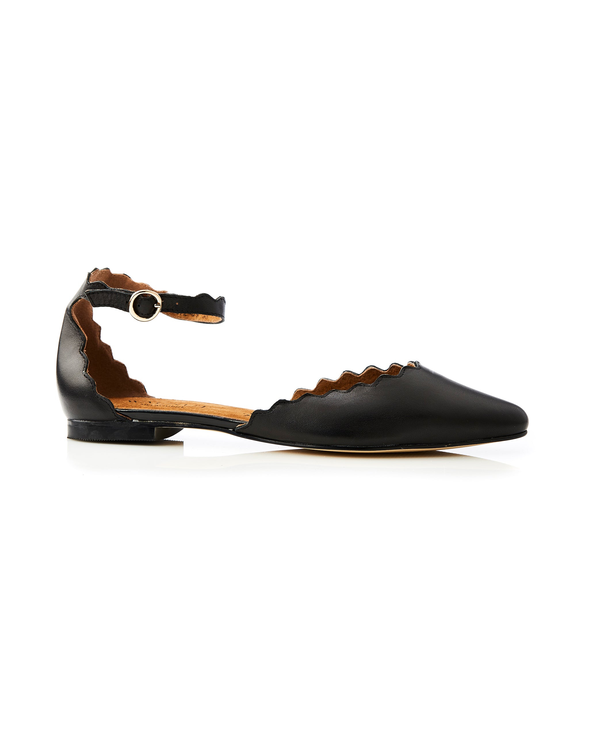 Amelia Leather Flat Black side view
