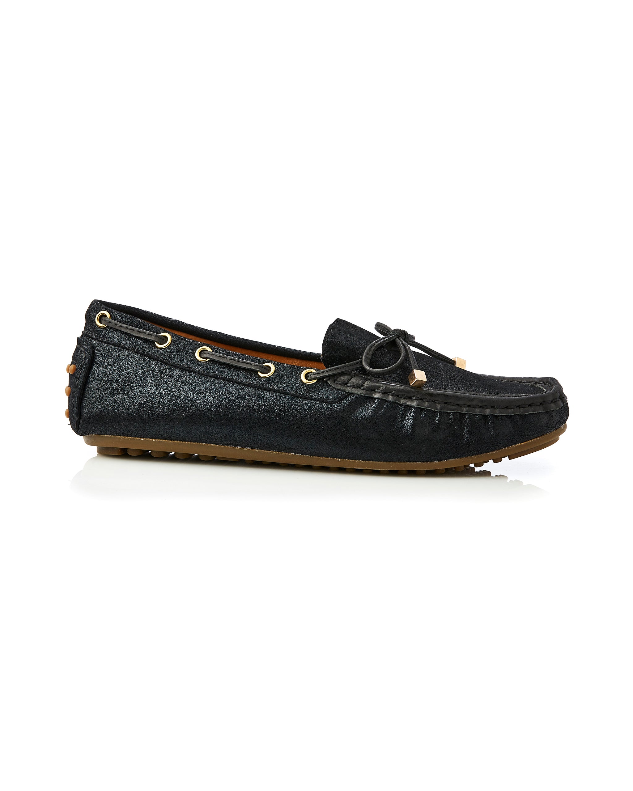Daria Black Shimmer Loafer side