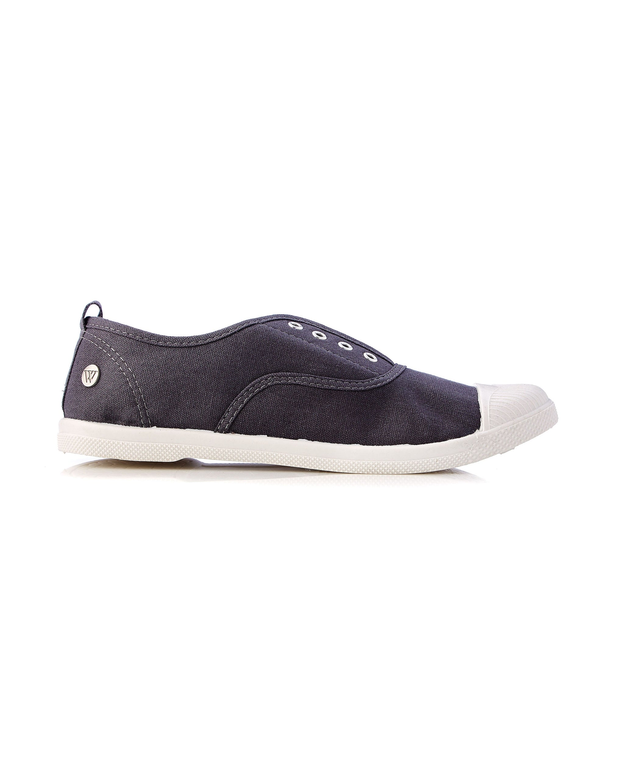 Euro Plimsole Canvas Grey Ladies Side