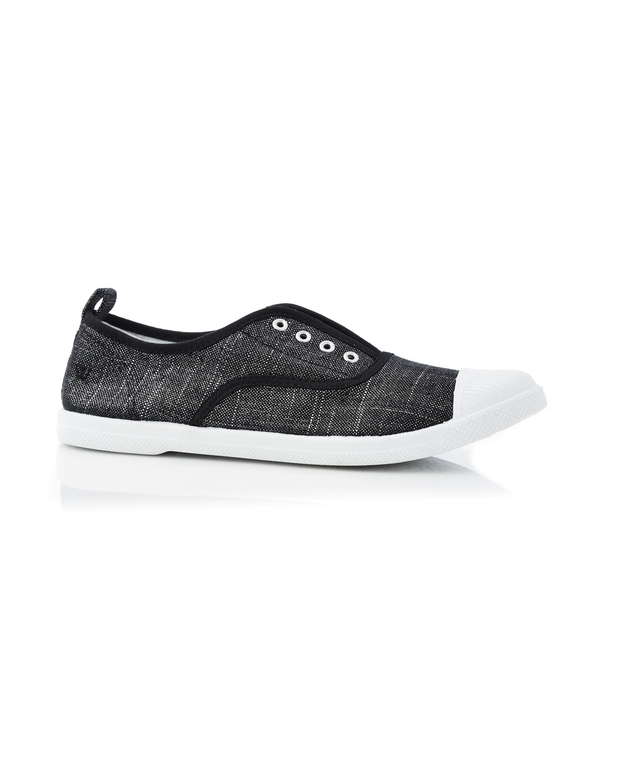 Euro Plimsole Metallic Linen Black Side