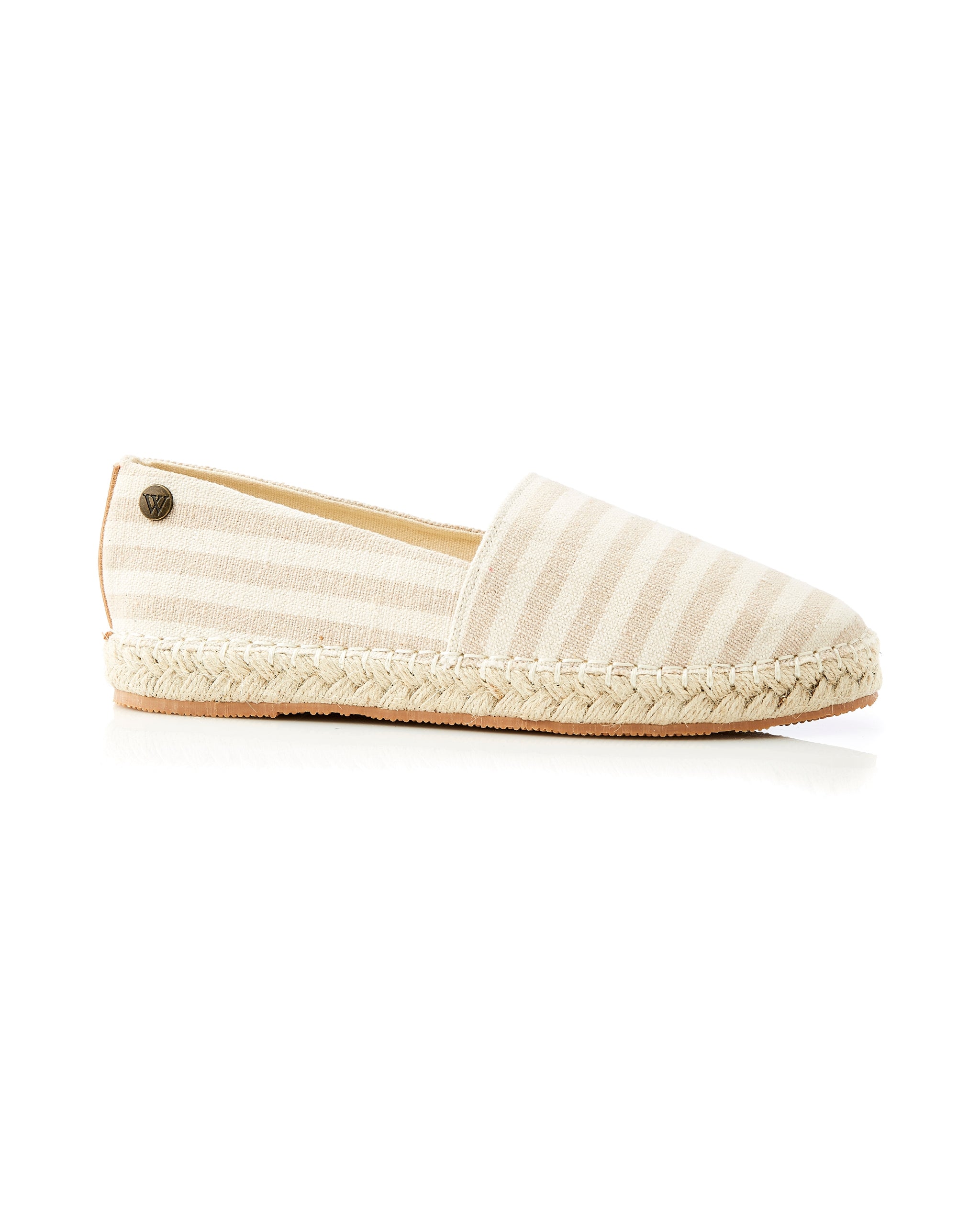 Georgie Espadrille Taupe Stripe side view