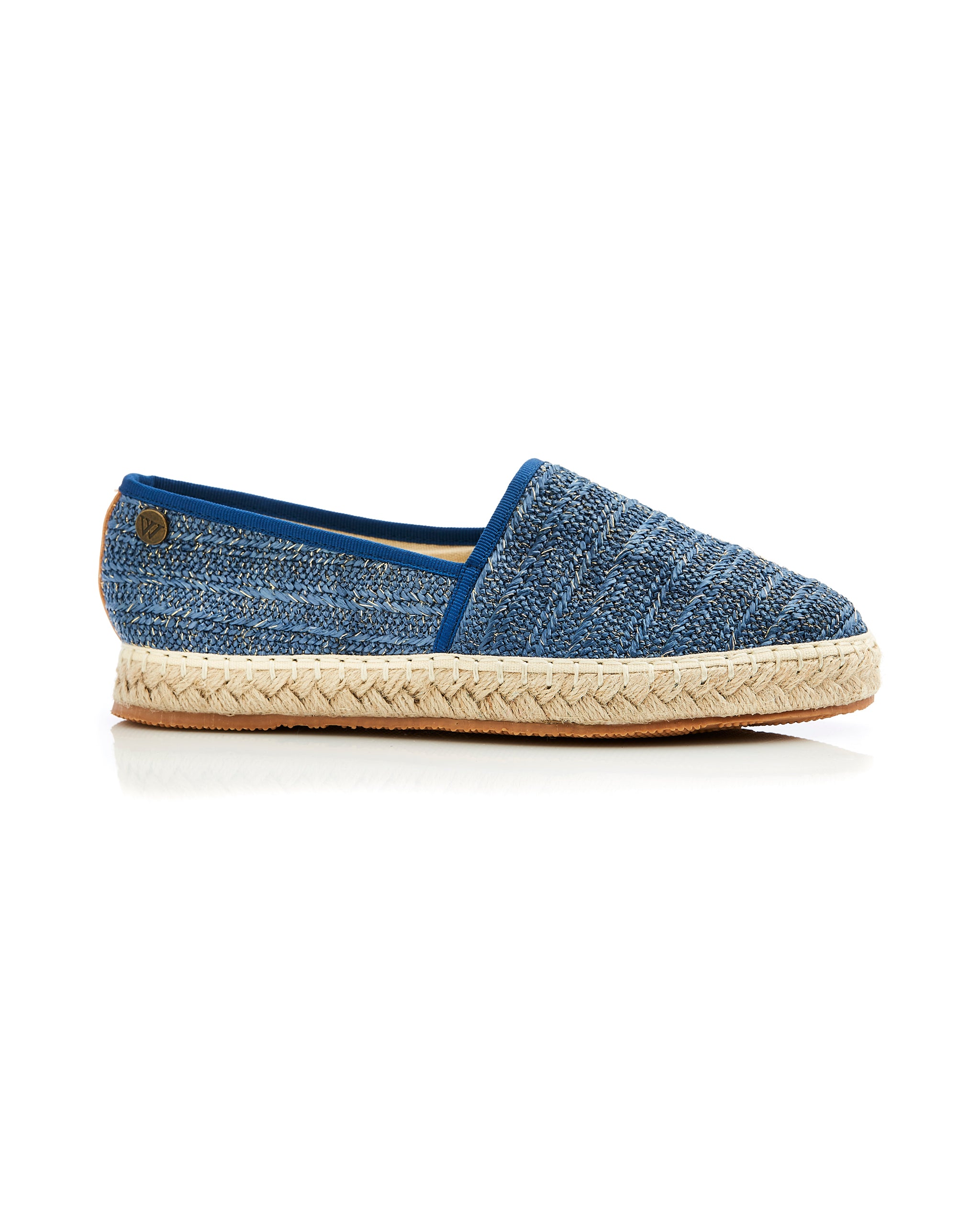 Georgie Raffia Espadrille Metallic Blue side view