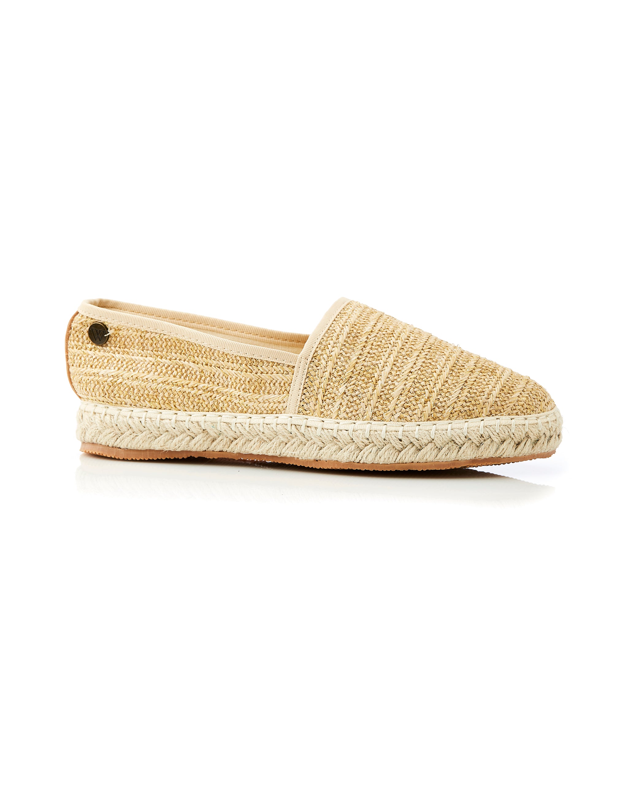 Georgie Raffia Espadrille Metallic Sand side view