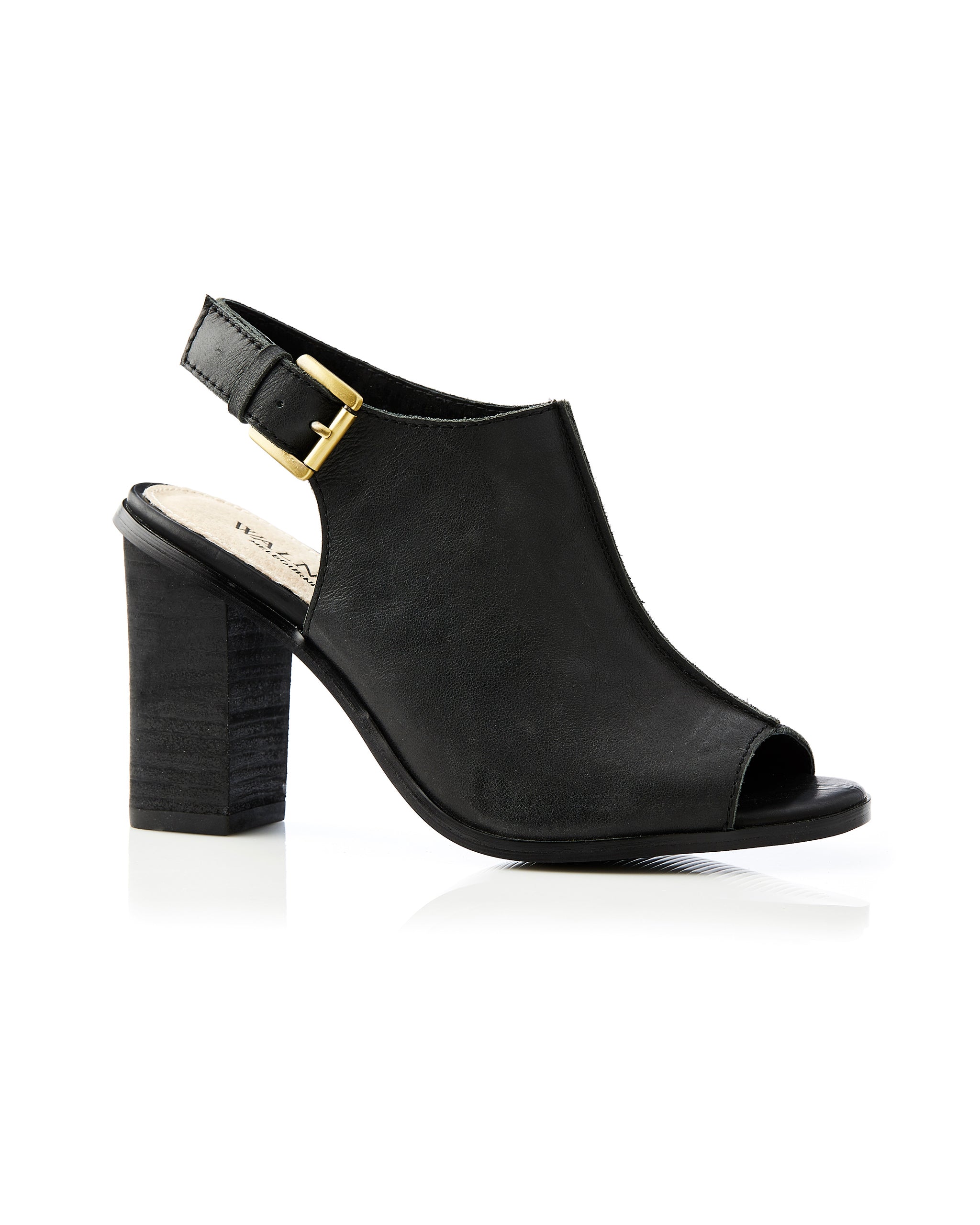 Julia Leather Block Heel Black side view
