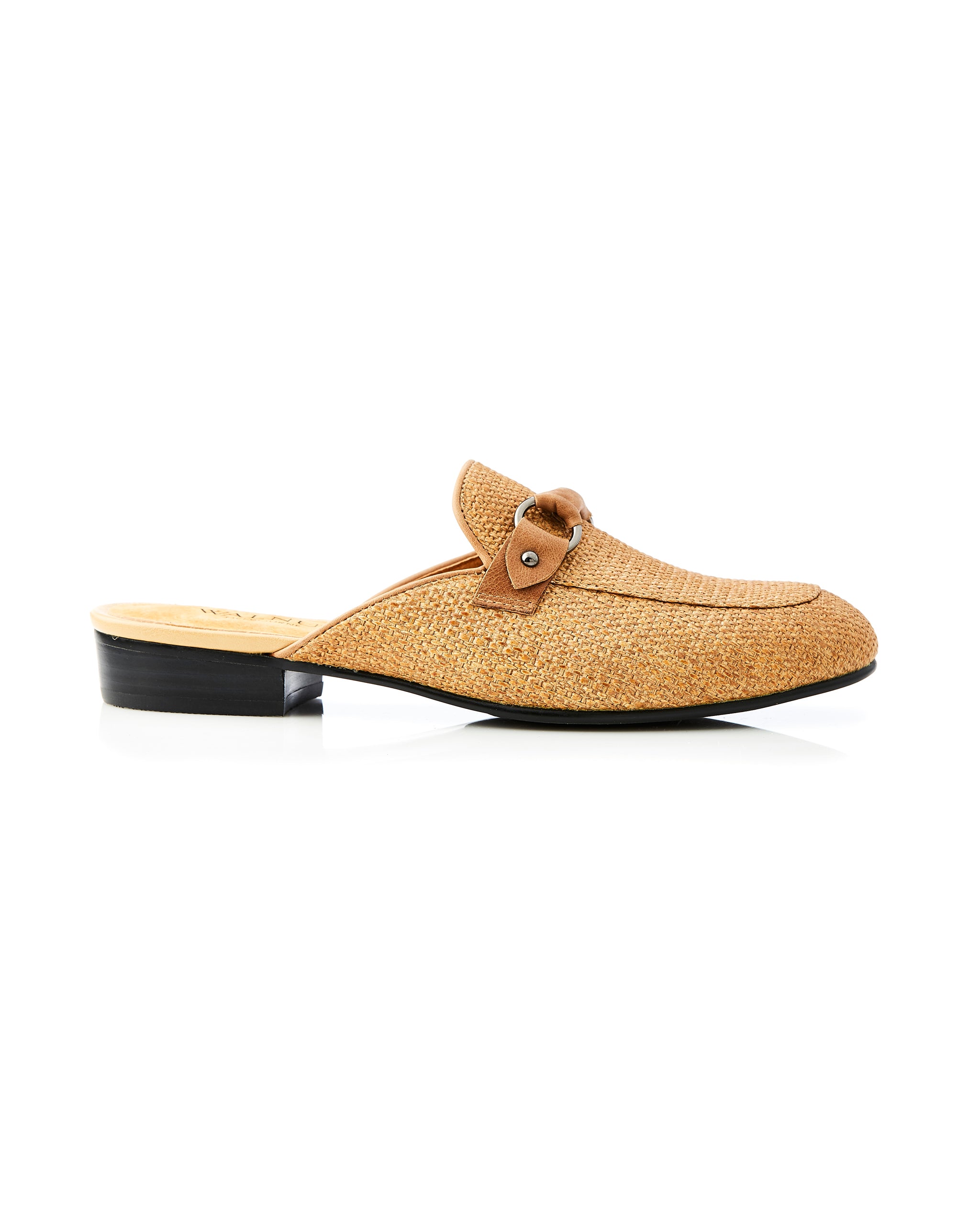 Lucy Raffia Slide Tan side view