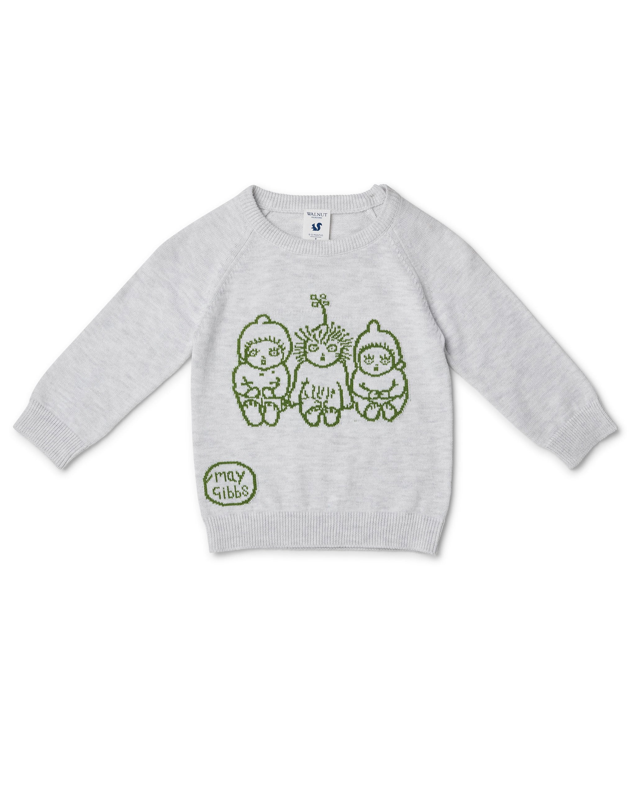 May Gibbs Cuddle Knit Jumper - Bush Baby Grey
