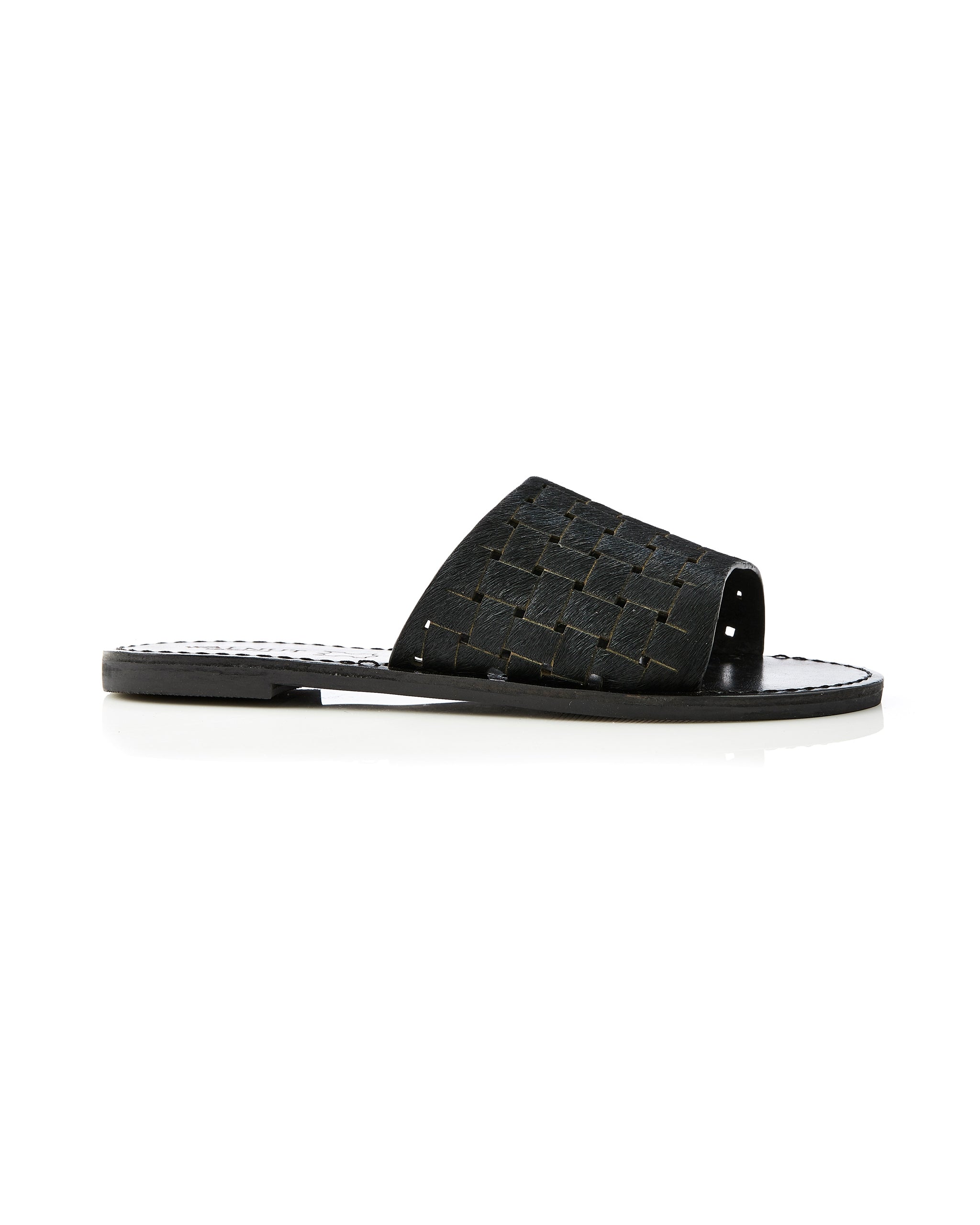 Tinos Leather Slide Black