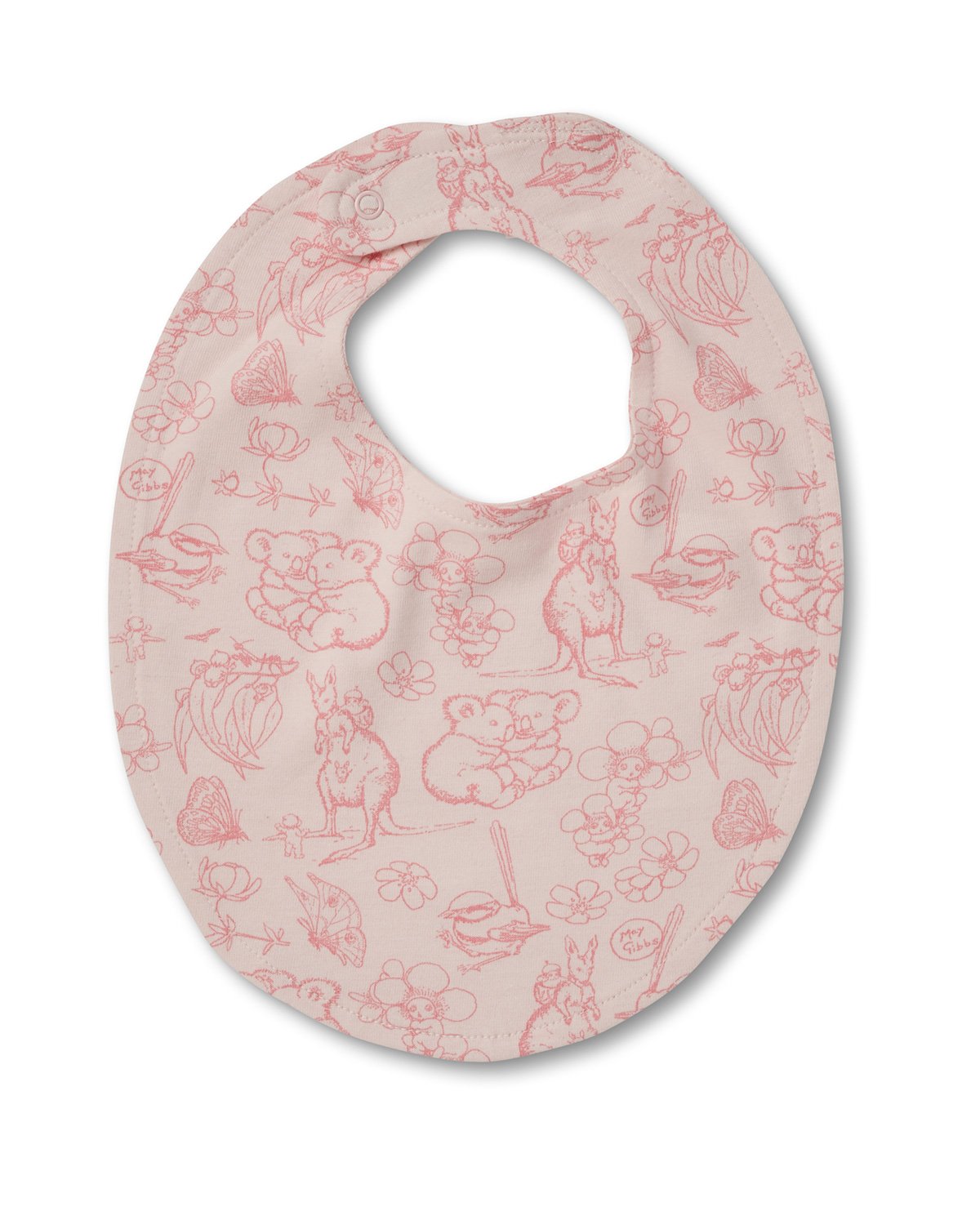 May Gibbs Brooklyn Organic Cotton Bib - Bush Blooms