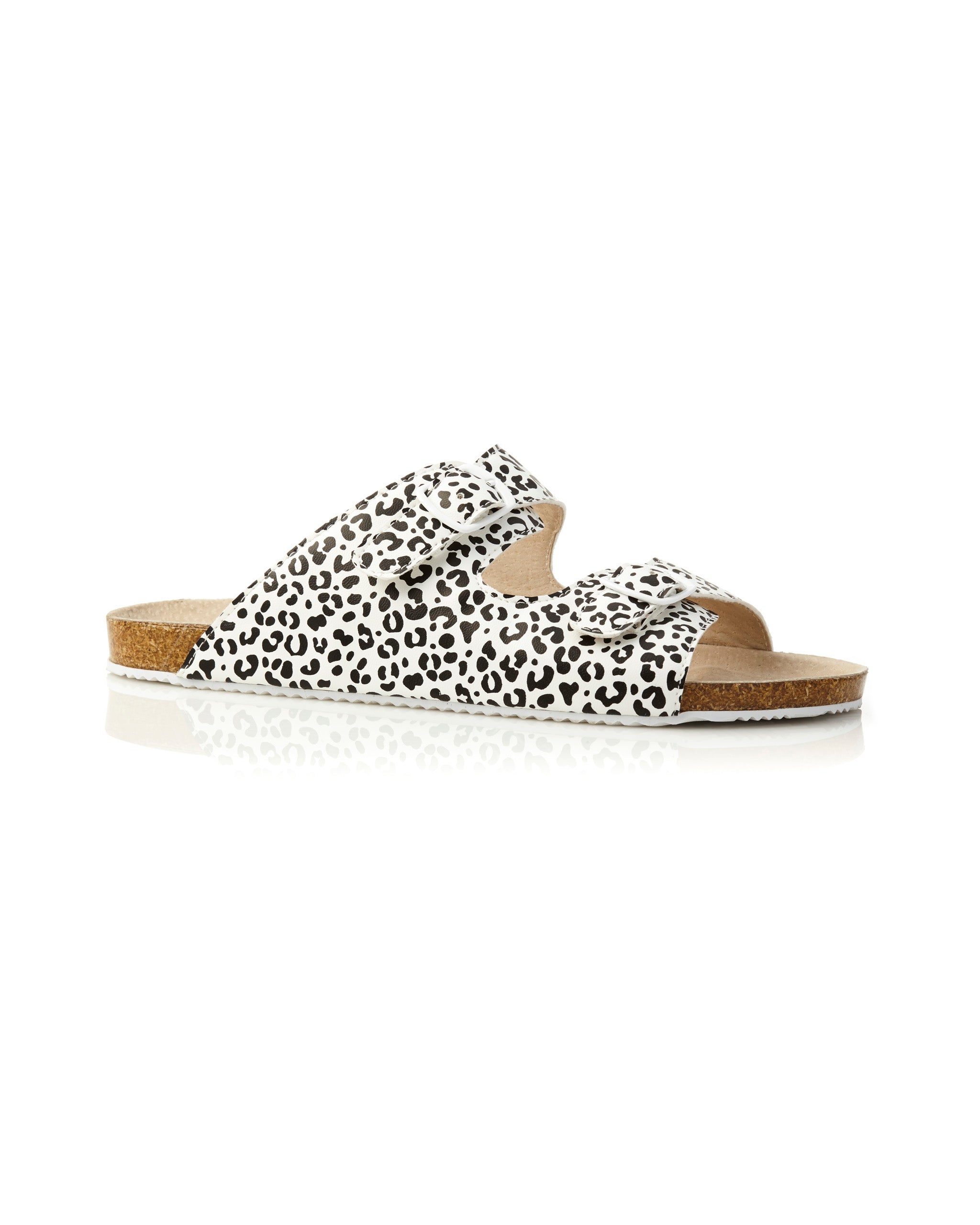 BAILEY Womens Slide White Leopard Side 