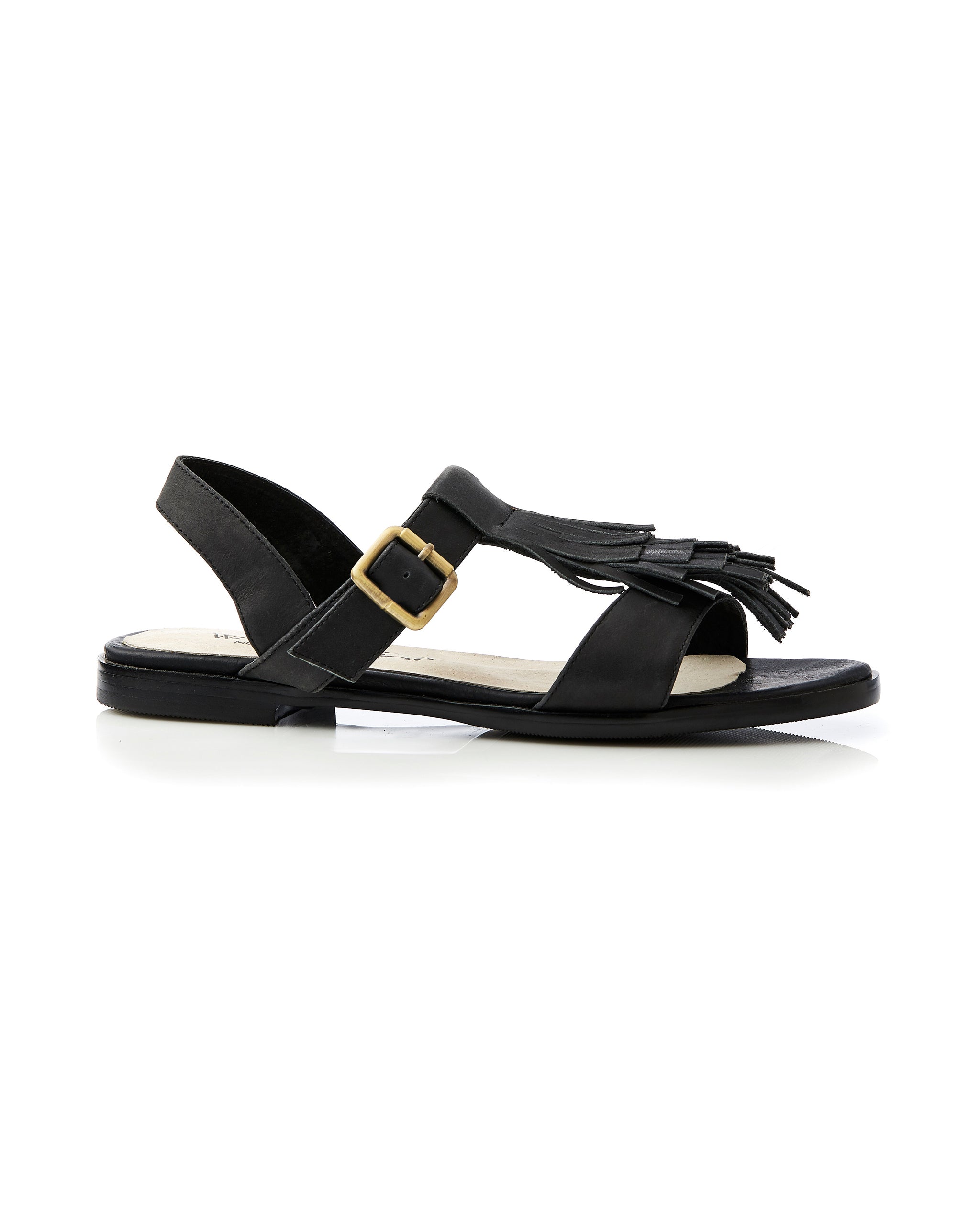 Clara Leather Sandal Black side view