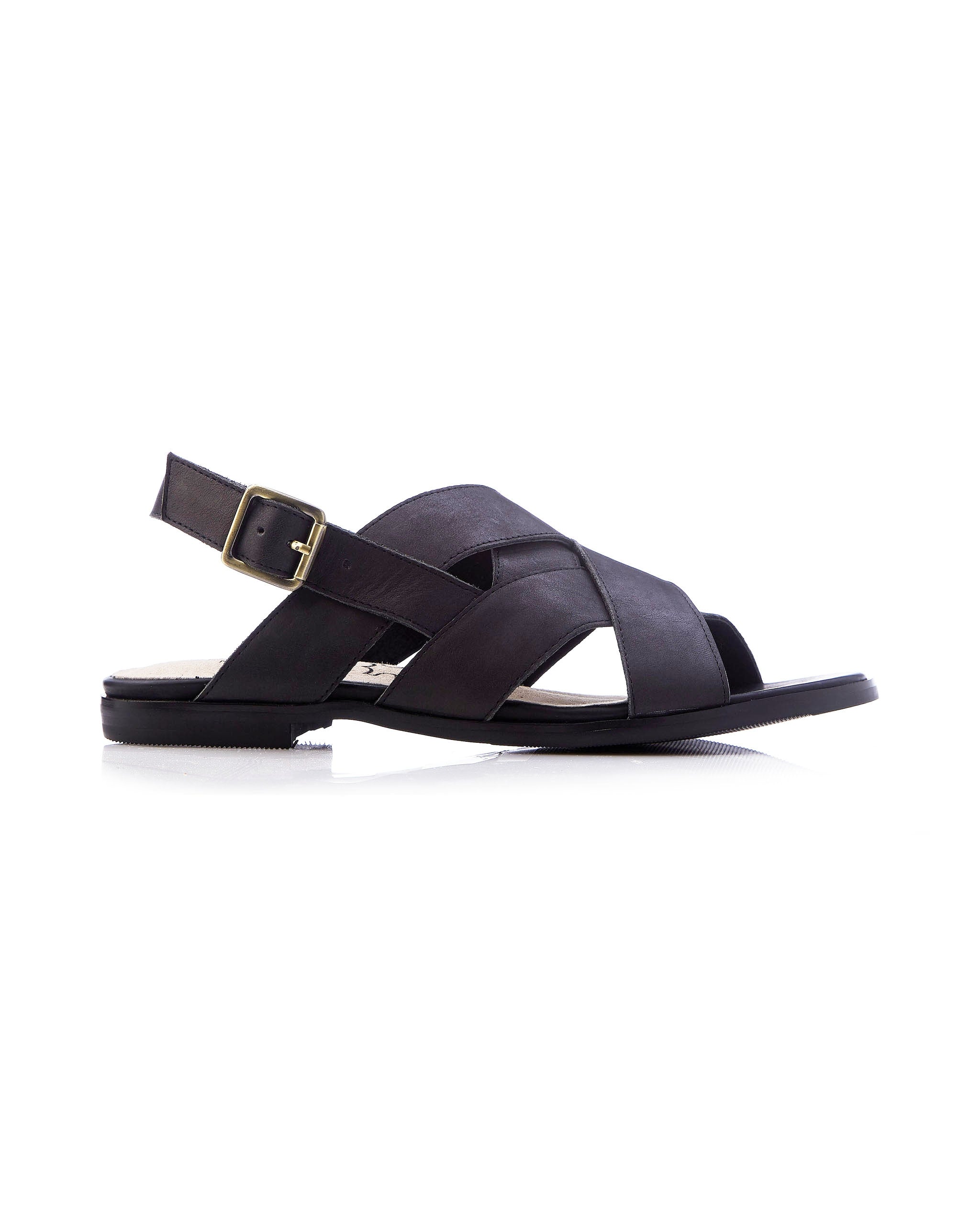 Como Leather Sandal Black  side view