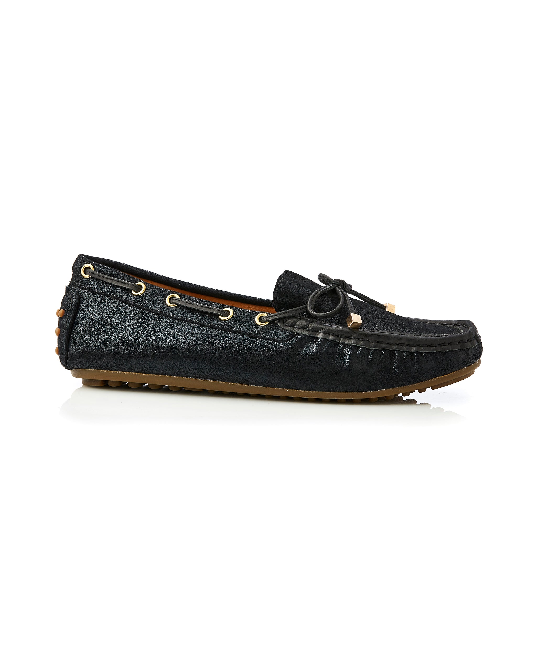 Daria Black Shimmer Loafer side