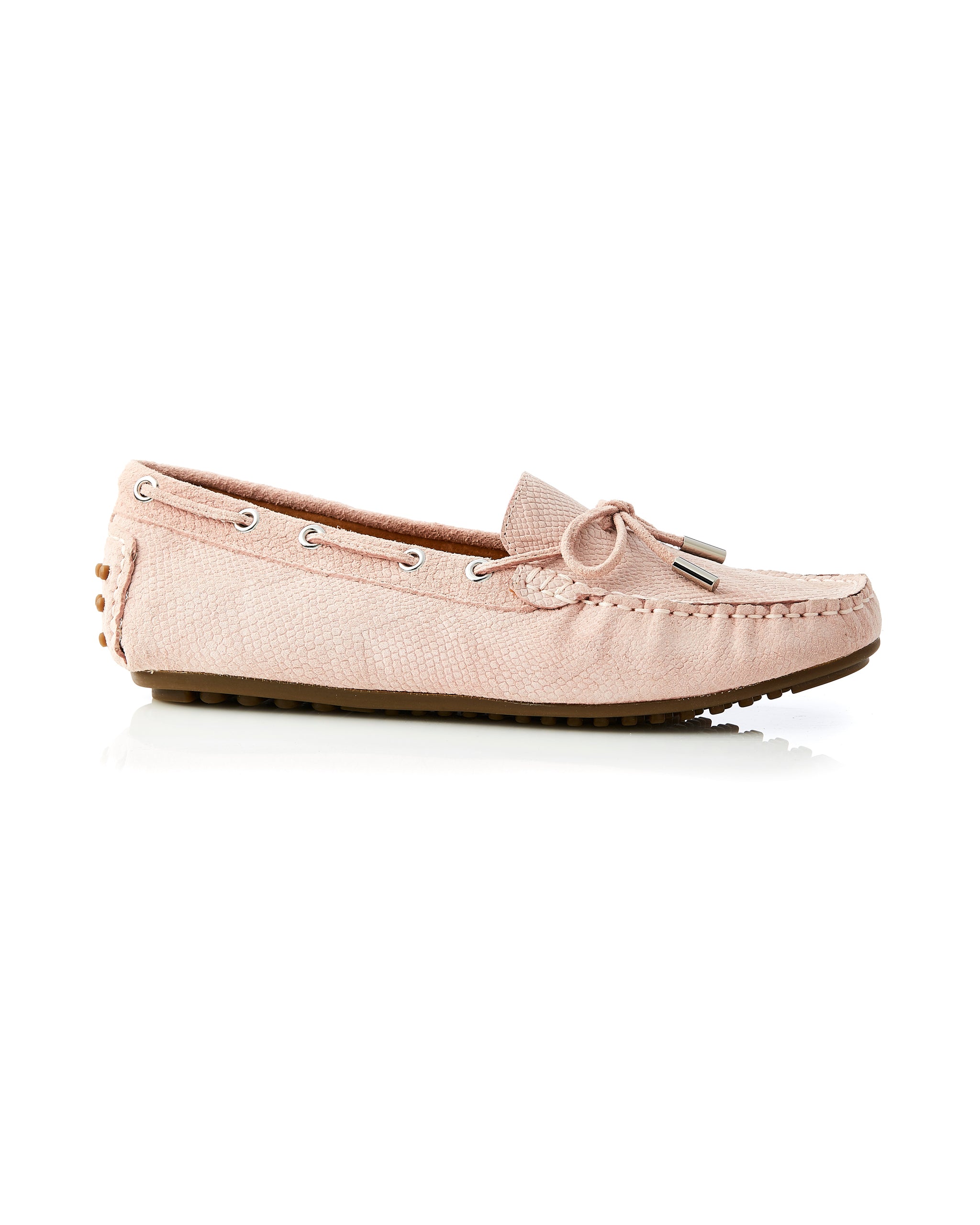 Daria Suede Mini Snake Loafer Blush side view