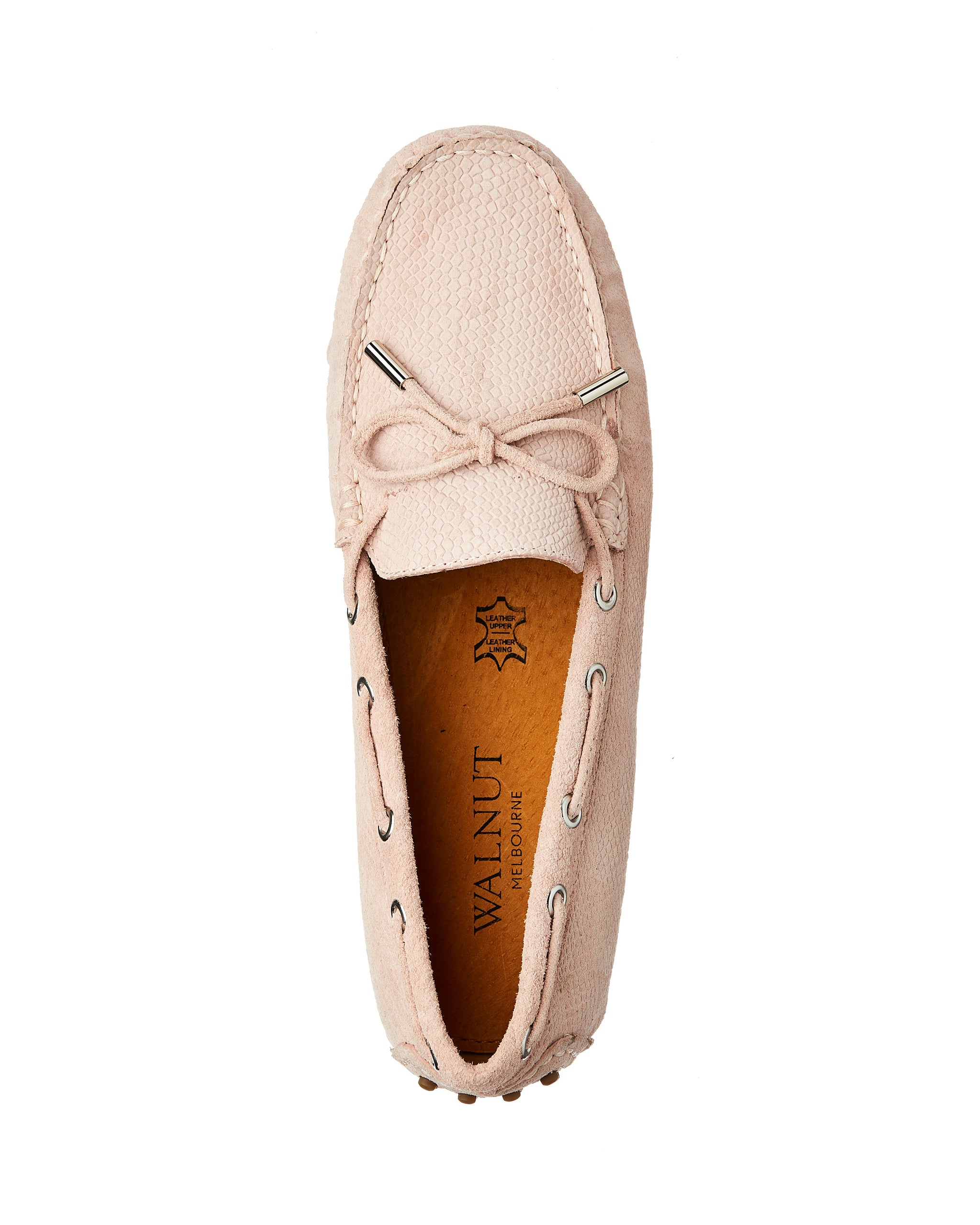 Daria Suede Mini Snake Loafer Blush top view