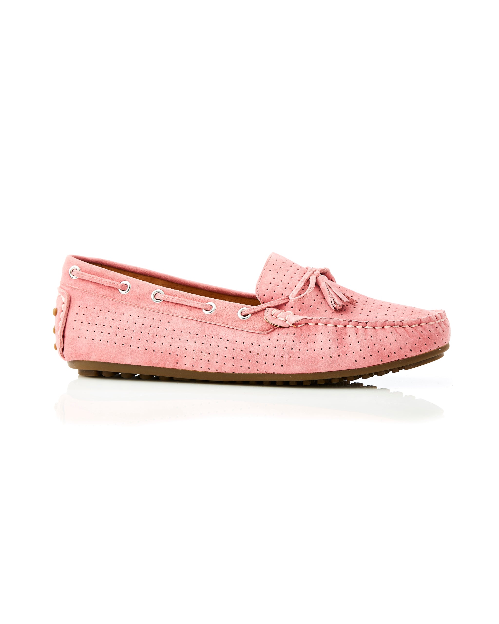 Daria Suede Mini Perf Loafer Pink side view