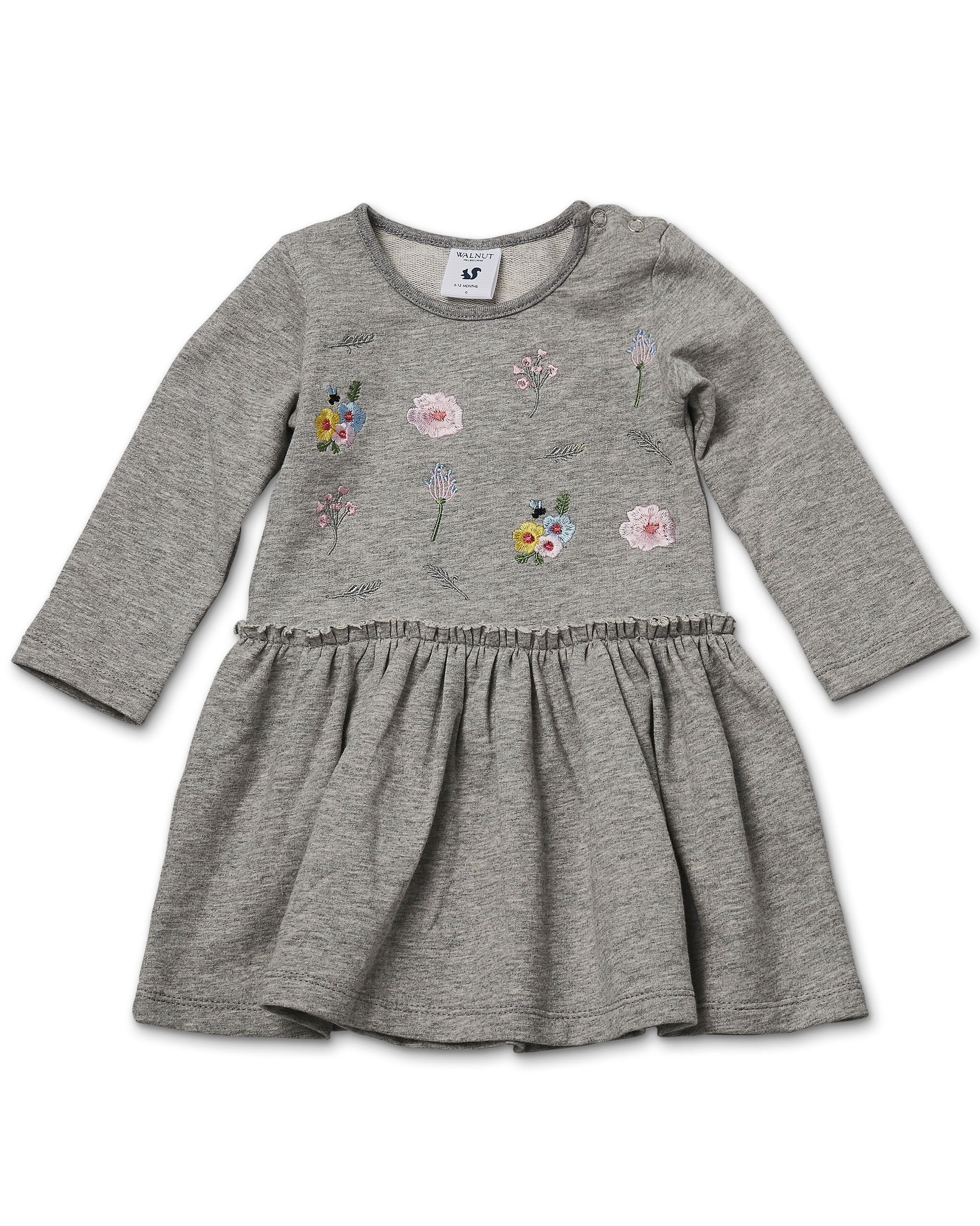 Evie Dress Flower Grey