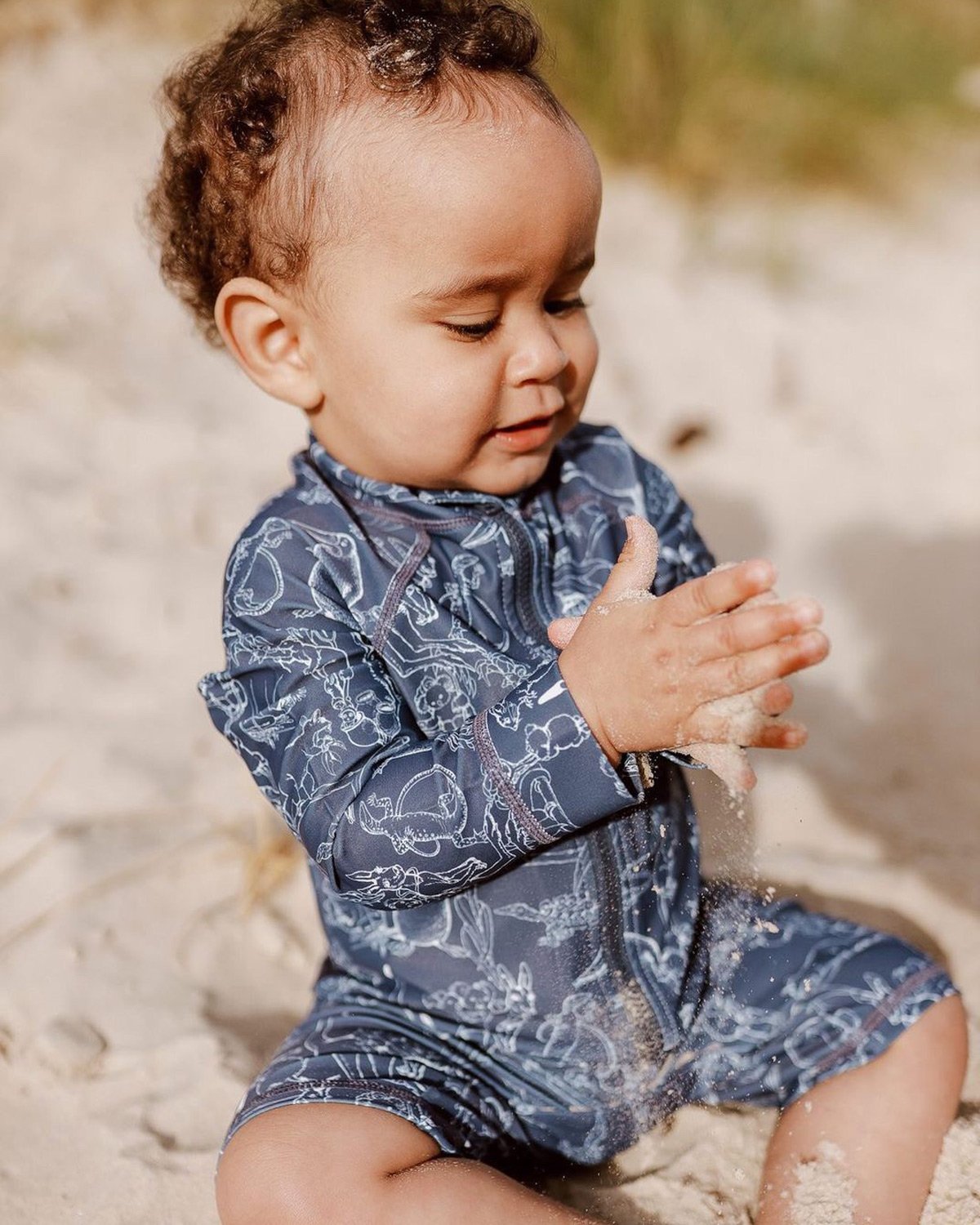 May Gibbs Pippie Long Sleeve Swimsuit - Bush Dance Navy